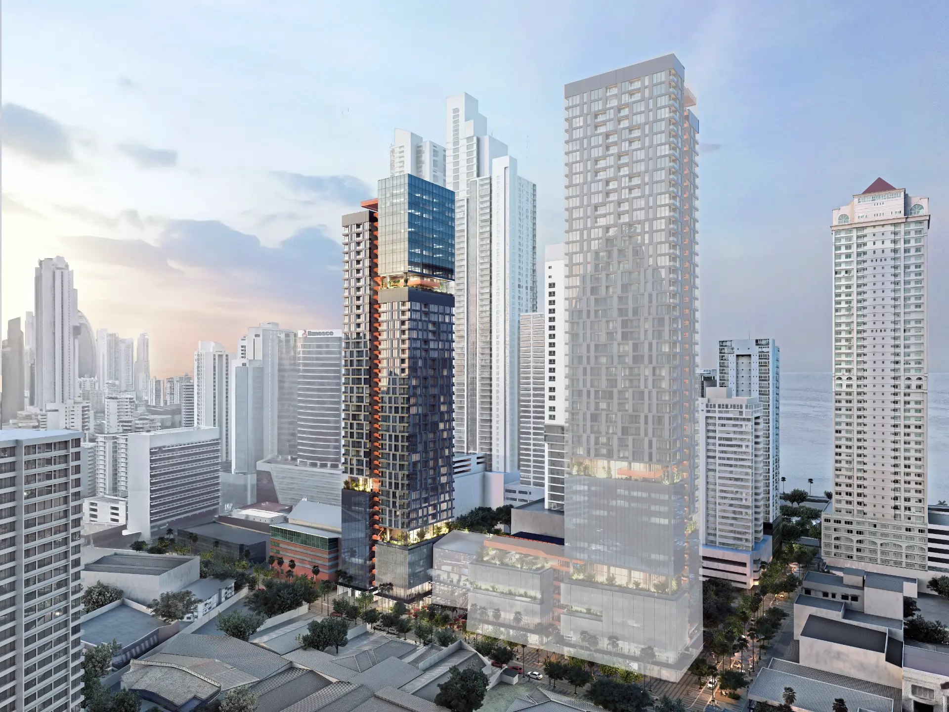 Aerial rendering of the Panama City skyline showing the development's first phase