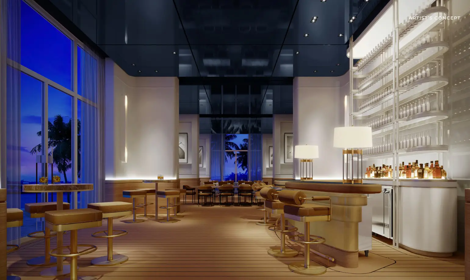 Residents' bar and lounge at The Ritz-Carlton Residences, Palm Beach Gardens