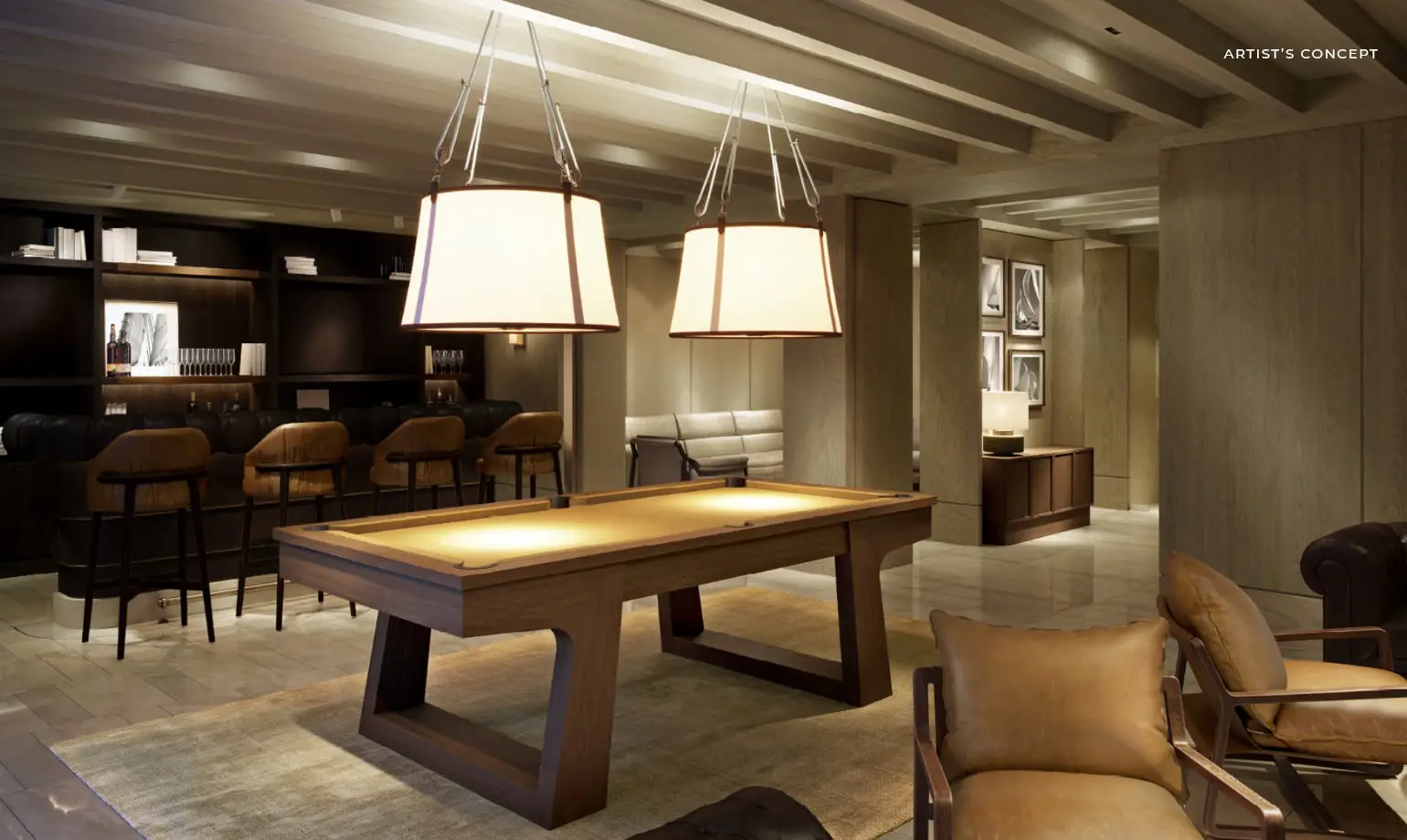 Residents' game room and entertainment lounge