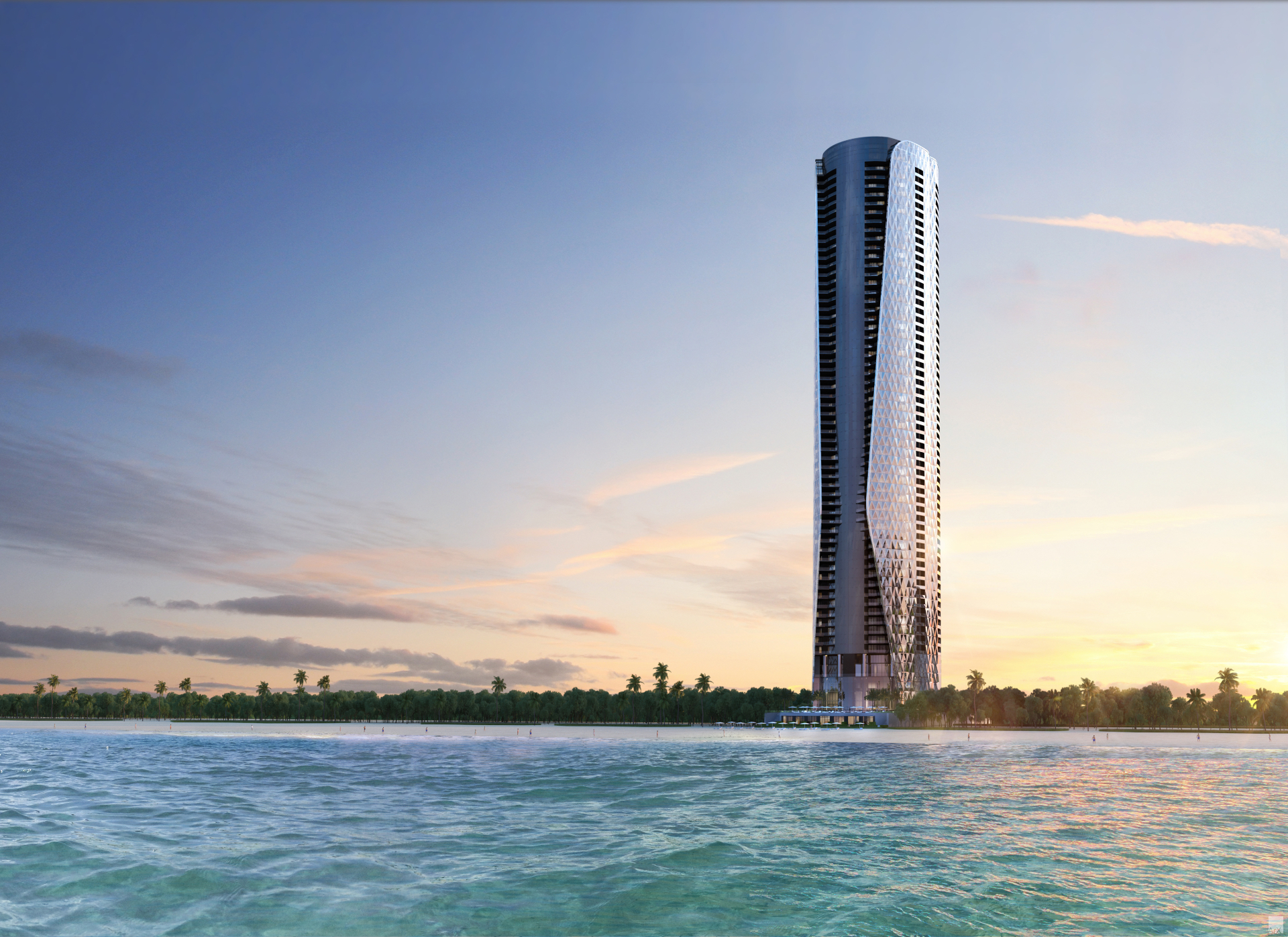 Bentley Residences Sunny Isles Beach oceanfront tower at sunset