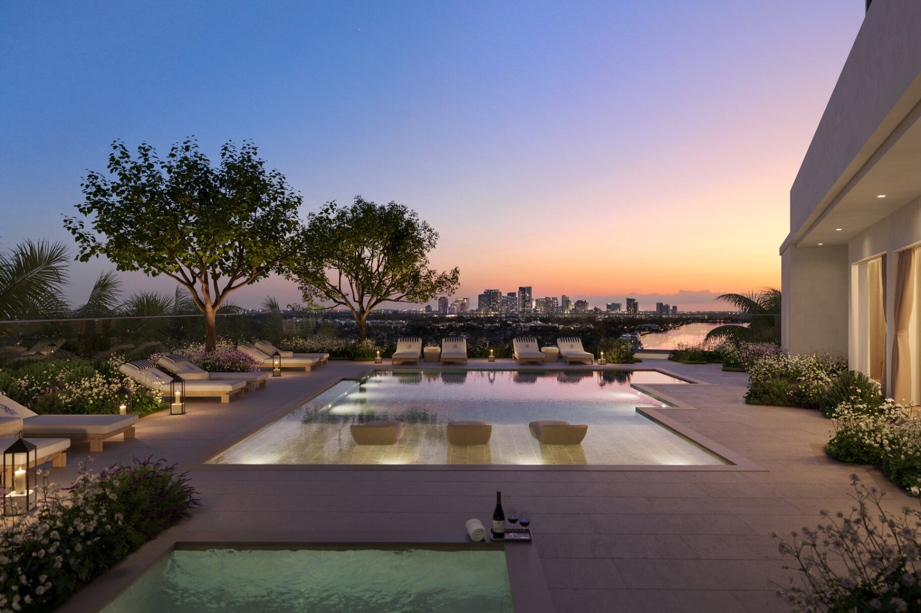 The Ritz-Carlton Residences Fort Lauderdale pool deck overlooking the Intracoastal Waterway