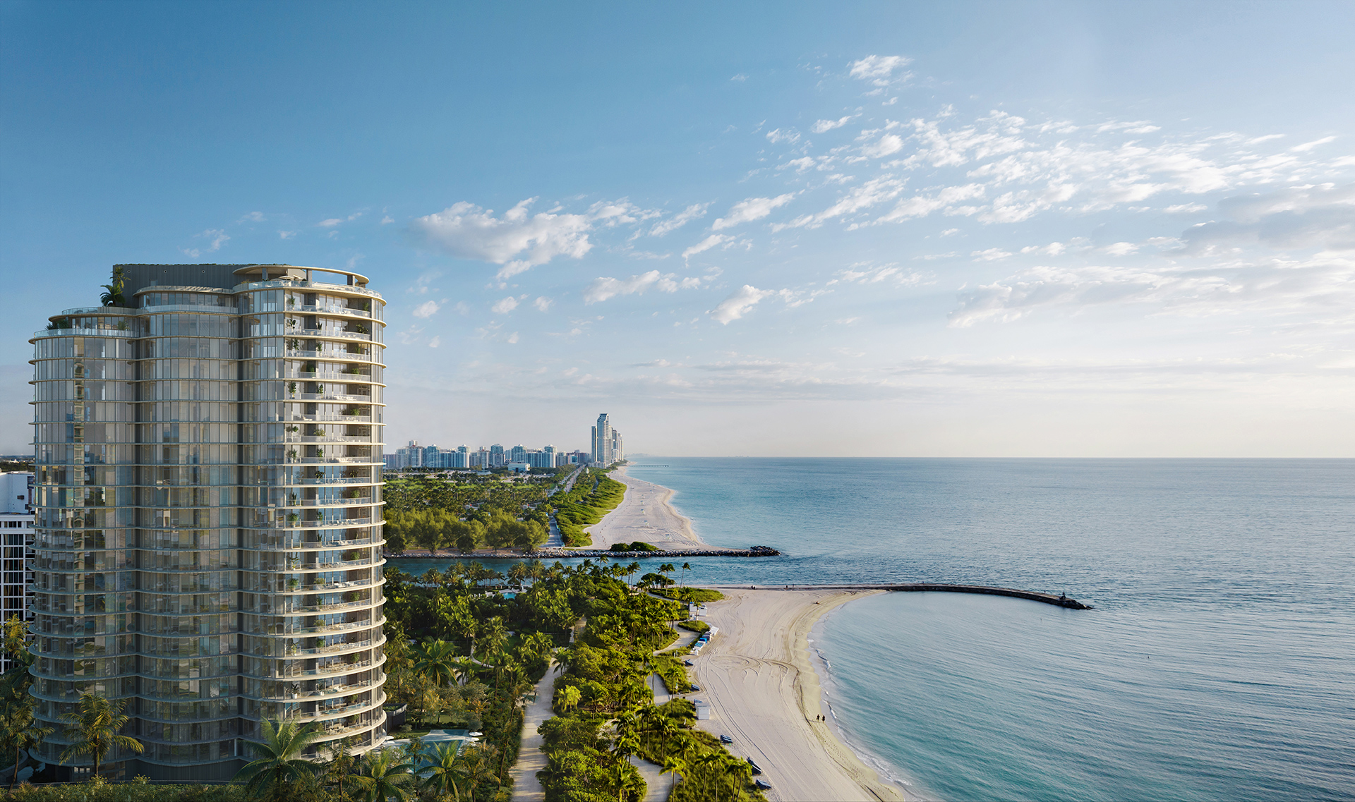 Rivage Bal Harbour aerial view with Atlantic Ocean and beach