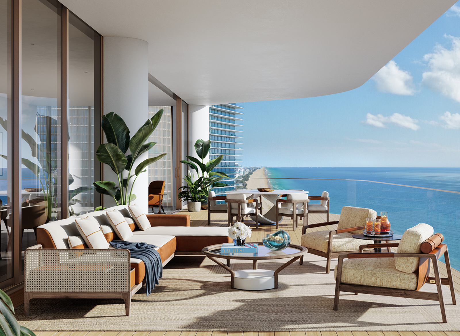 The St. Regis Residences Sunny Isles Beach east hero twin-tower oceanfront rendering