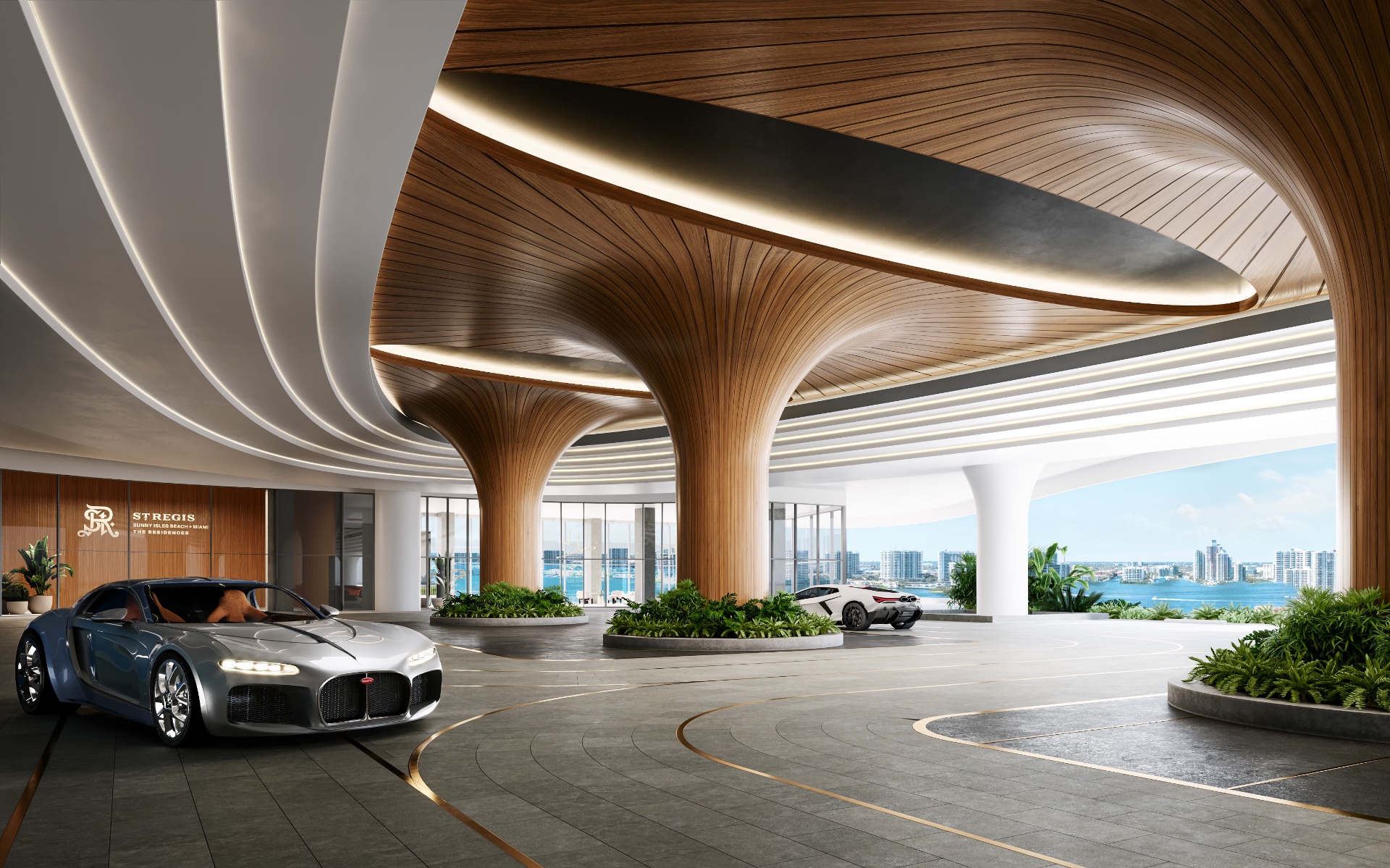 Porte cochere arrival experience at the St. Regis Residences, Sunny Isles Beach, Miami