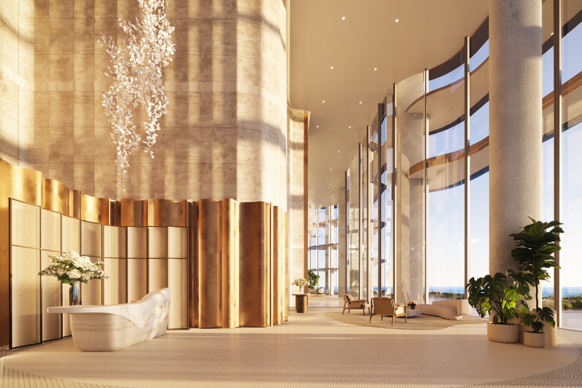 Mandarin Oriental Residences pool deck overlooking the marina and bay