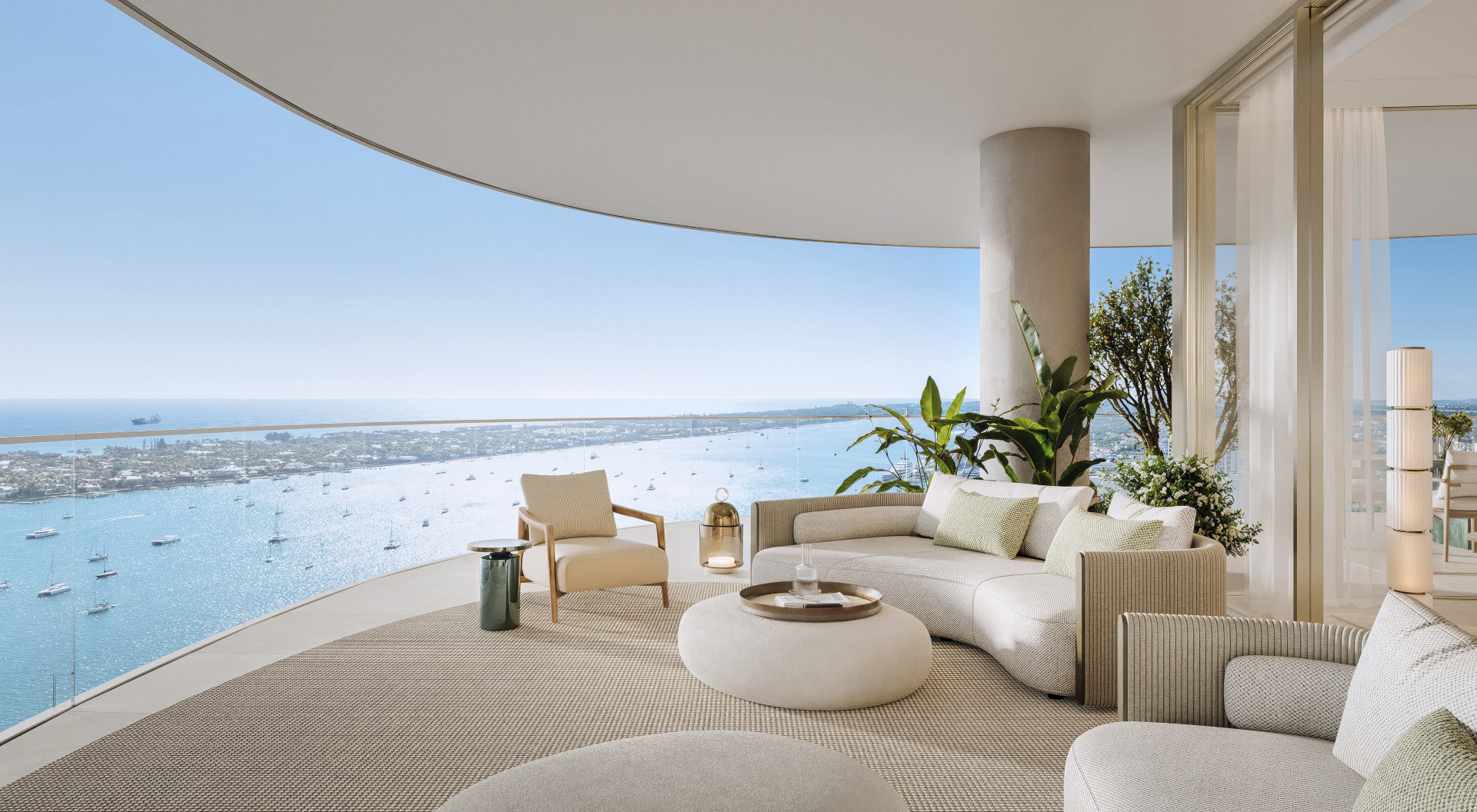 Mandarin Oriental Residences, West Palm Beach private terrace overlooking the Intracoastal Waterway