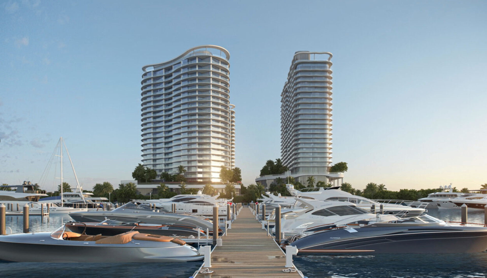 St. Regis Bahia Mar twin towers viewed from the marina