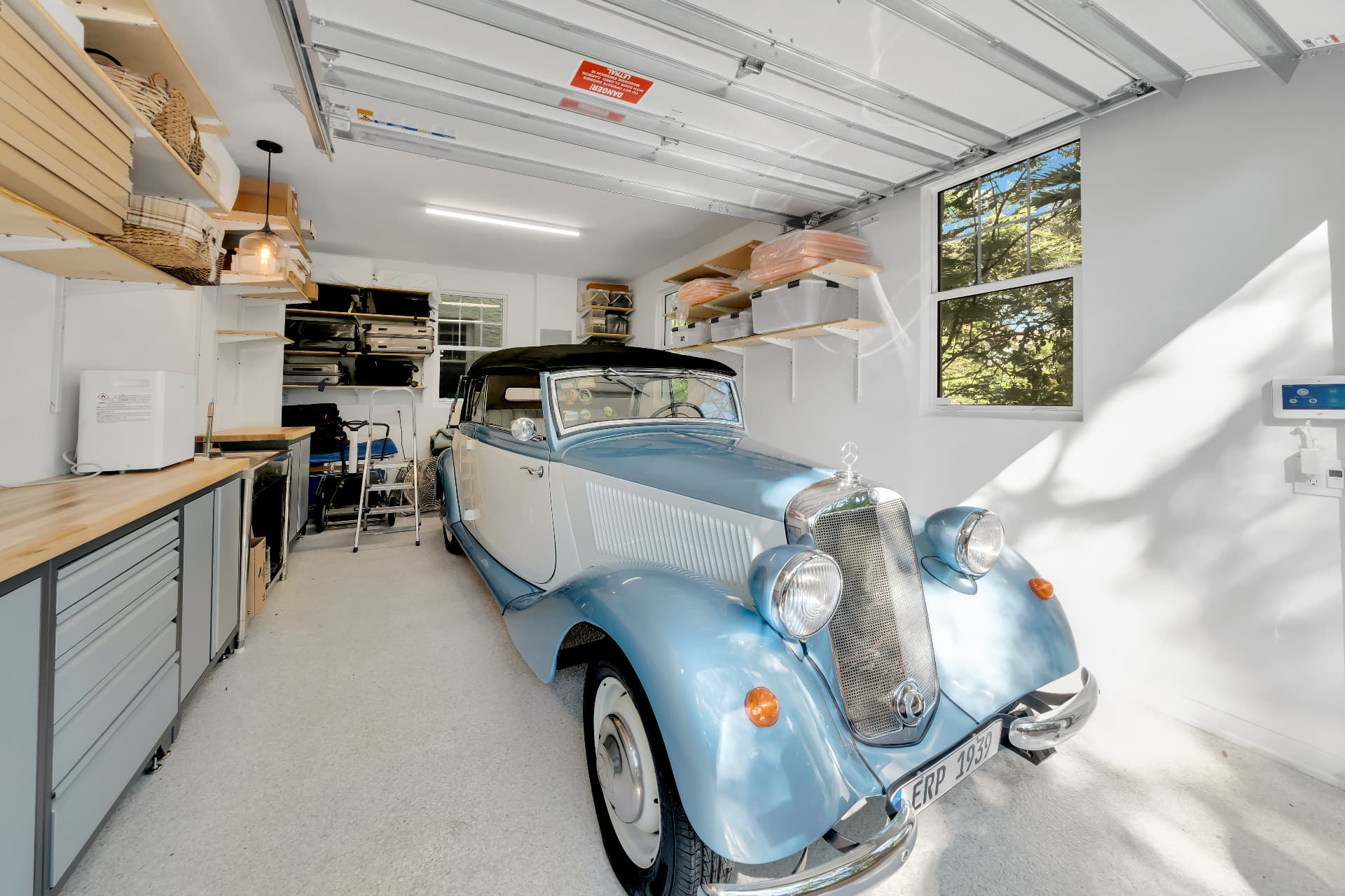 Climate-controlled garage with Tesla charger