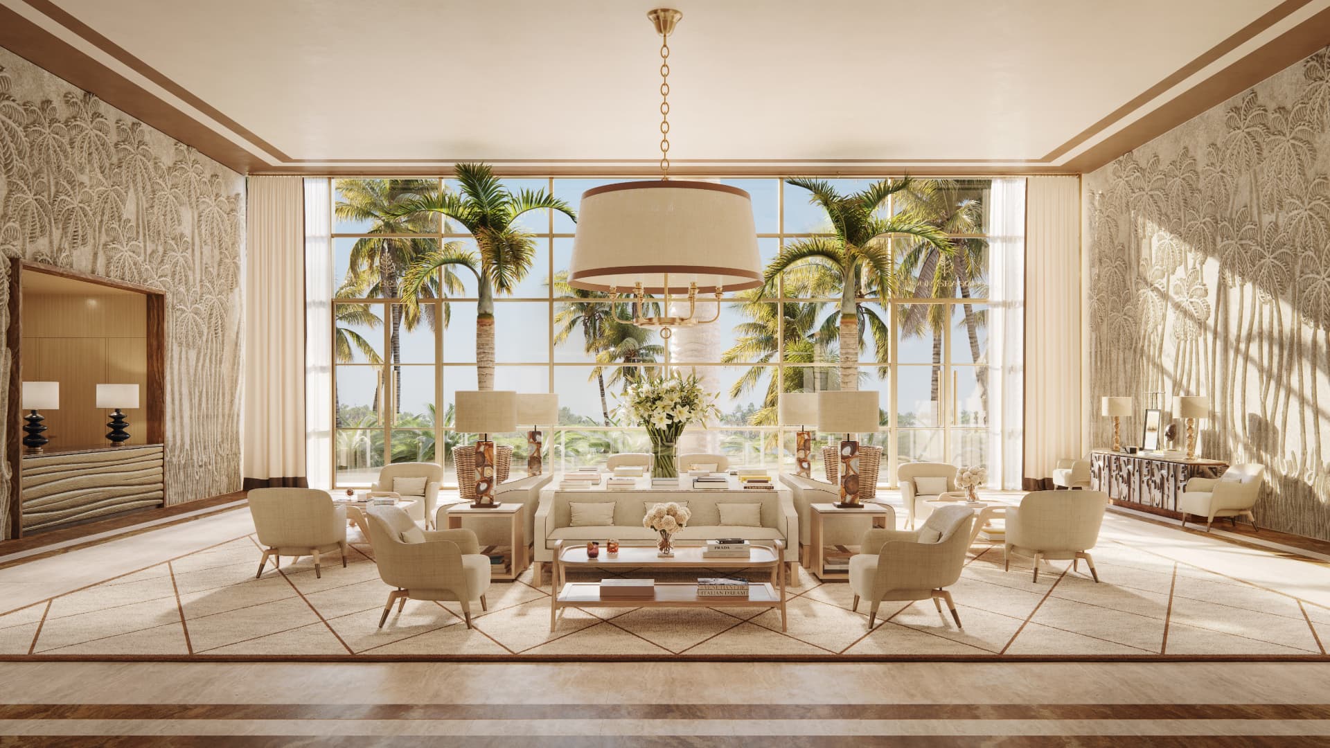 Residential lobby at Four Seasons Private Residences Coconut Grove